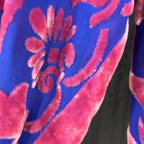 Free People Silk Velvet Kimono Robe Extremely Rare Pink/Blue One Size - Picture 3 of 6